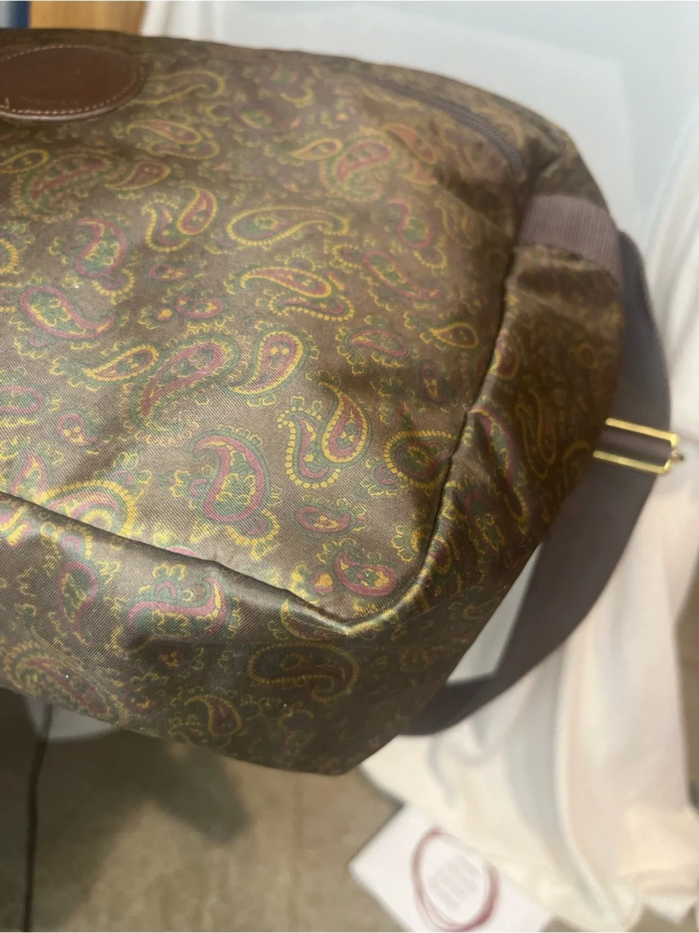 Redwall x Dan Rossi Brown Paisley Crossbody Bag with Front Zip Pocket